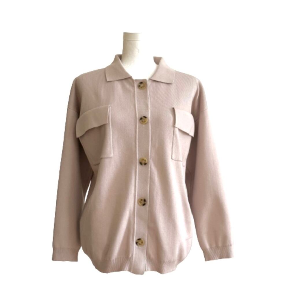 Suprelook Cardigan Top Shacket Taupe Knit Button Front Long Sleeve Small NEW - Picture 2 of 13